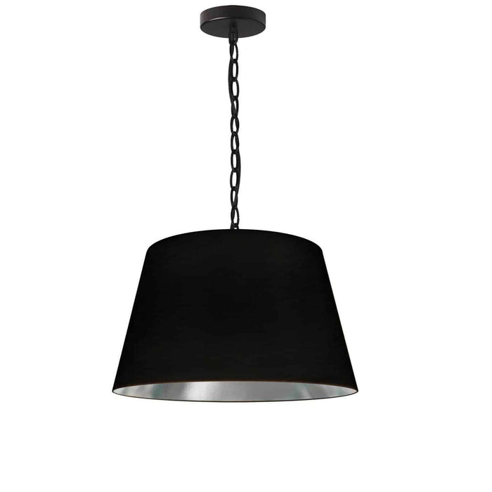 Petit luminaire suspendu Brynn de Dainolite avec abat-jour noir et argenté, fini noir et 1 ampoule