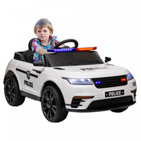 Qaba Voiture Electrique 12 V Pour Enfants, Voiture De Police Pour Enfants Alimentee Par Batterie Ave