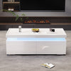 Aiden table basse LED – table basse avec tiroirs de rangement et eclairage controle par application, blanc