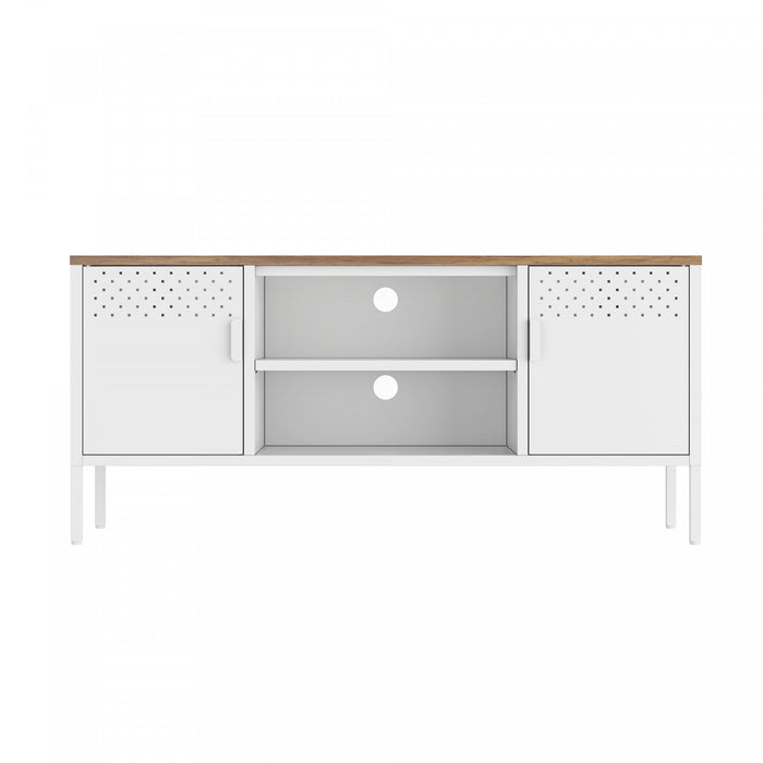 Armoire de rangement moderne Landen 47\" en metal, coloris blanc