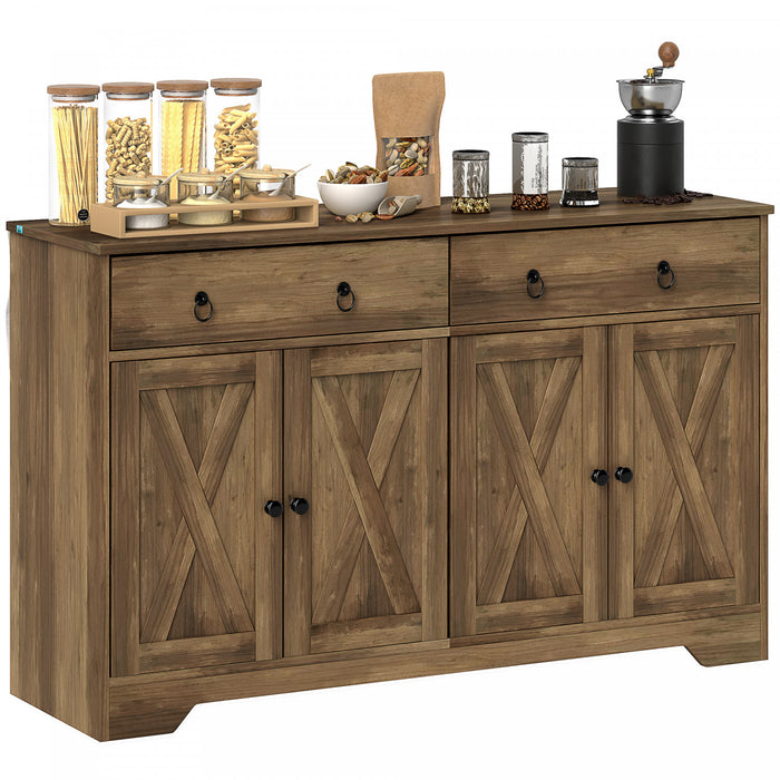 HOMCOM Buffet, armoire bar a cafe, etagere reglable, marron clair