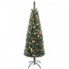 HOMCOM Sapin de Noel Fin Pre-Illumine de 5 p avec Paillettes Argentees