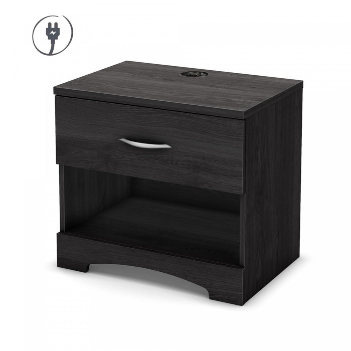 Step One Table de nuit avec 4 port USB Chêne gris, de Meubles South Shore