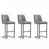 Tabouret de bar moderne en metal et tissu Serena, taupe - Lot de 3