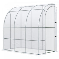 Outsunny 7' X 4' X 7' Serre De Jardin Adossee Porte Zippee Enroulable Couverture Pe Resistante Aux U