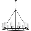 Lustre Colby de Dainolite avec abat-jour blancs, fini noir mat et 12 ampoules