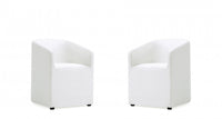 Fauteuil moderne en cuir vegetalien Anna Round blanc - Lot de 2