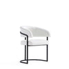 Chaise de salle a manger moderne Augusta en metal et cuir vegetalien blanc