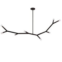 Luminaire suspendu horizontal Morgan de Dainolite avec fini noir mat et 8 ampoules