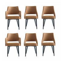  Ensemble de 6 chaises de salle a manger Tremont Modern en cuir couleur selle