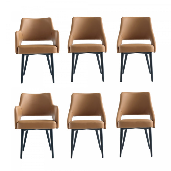 Ensemble de 6 chaises de salle a manger Tremont Modern en cuir couleur selle