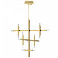 Lustre Francesca de Dainolite en acrylique qui diffuse la lumière, avec fini laiton vieilli et ampoule de 42 W