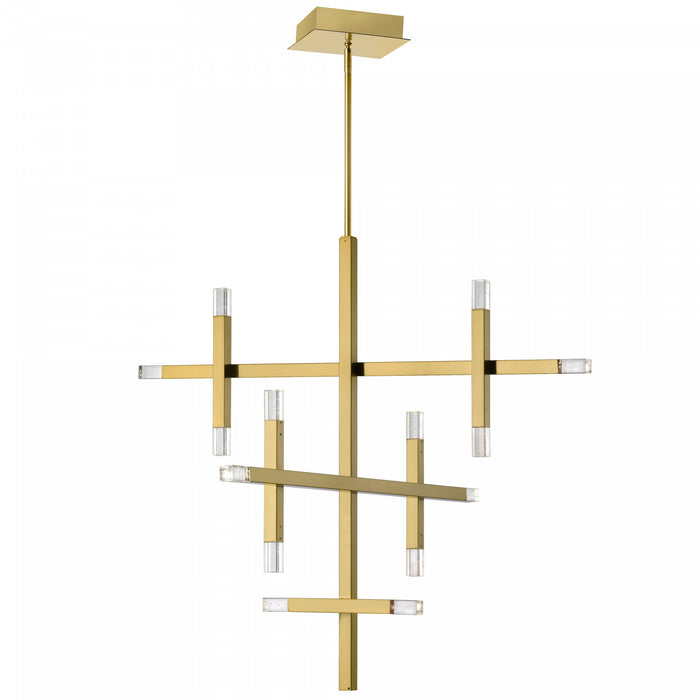 Lustre Francesca de Dainolite en acrylique qui diffuse la lumière, avec fini laiton vieilli et ampoule de 42 W