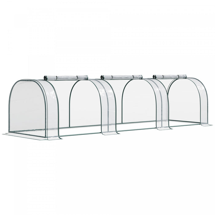 Outsunny 138\" X 39\" X 32\" Mini Serre Tunnel Pvc Transparent Jardin Vert Abri De Culture Portable Plante Fleur Maison Chaude Cadre En Acier Portes Zippees