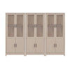 Ensemble de 3 bibliotheques-armoires Jodie style mi-siecle moderne 79 cm en chene blanchi (6 etageres)
