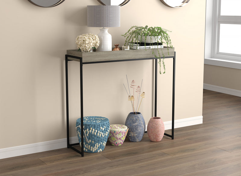 Console moderne de 40 po avec plateau encastré - taupe foncé avec métal noir