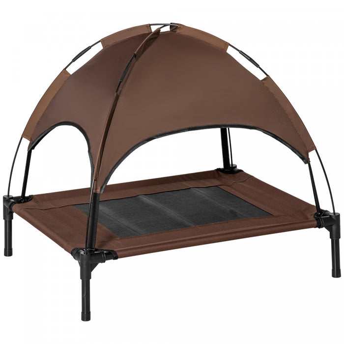 Pawhut Lit De Refroidissement Sureleve Portable Pour Chien Avec Auvent Pour Chiens De Petite Taille, Interieur Et Exterieur, 30\" L X 24\" L X 28.75\" H