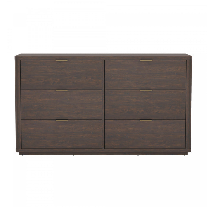 Commode moderne Evelyn 60\" en brun (6 tiroirs)
