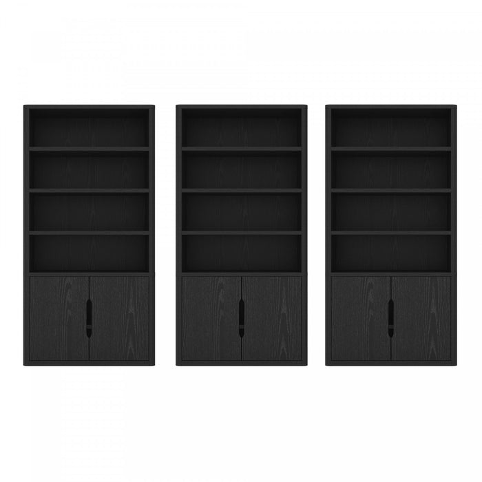 Armoire bibliotheque moderne Rivington 40\" en noir - Ensemble de 3