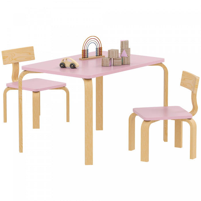 Qaba Ensemble Table et 2 Chaises pour Tout-Petits, Table et Chaises, Rose