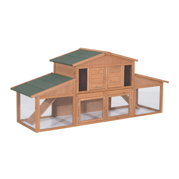 Pawhut 88,5 \"x 27,5\" X 39,25 \"cage A Lapin En Bois De Luxe Cage A Lapin Pour Petit Animal Avec Enclos Exterieur