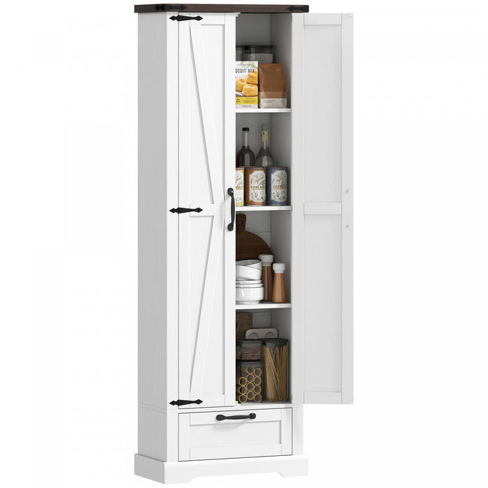 HOMCOM Placard de Cuisine 71 po, Meuble de Rangement avec 2 Portes, Blanc