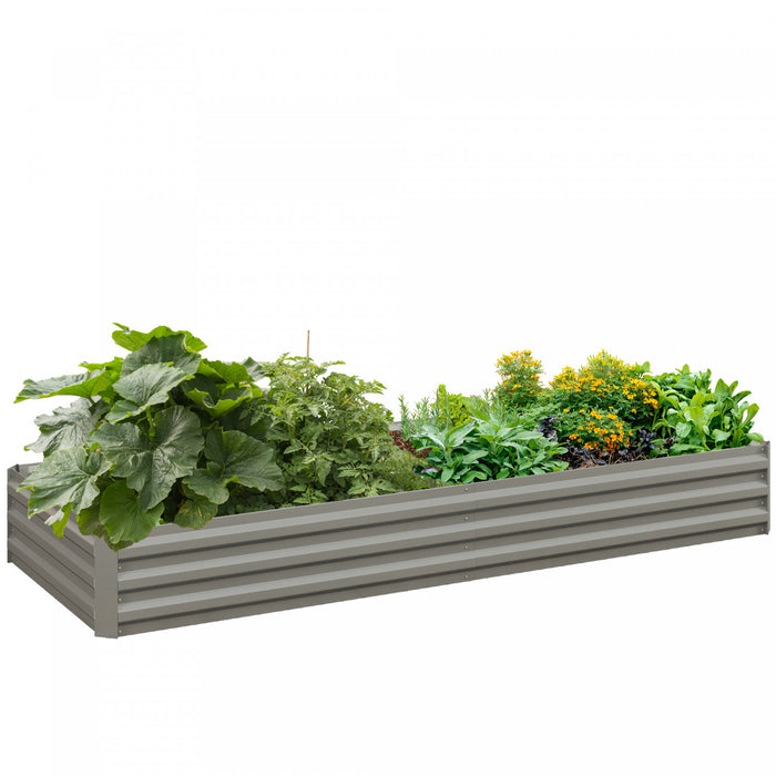Outsunny Lit De Jardin Sureleve Galvanise 95\" X 36\" X 12\", Jardiniere Surelevee En Metal, Bricolage Et Nettoyage Faciles Pour La Culture De Fleurs, Herbes, Plantes Grasses, Argente