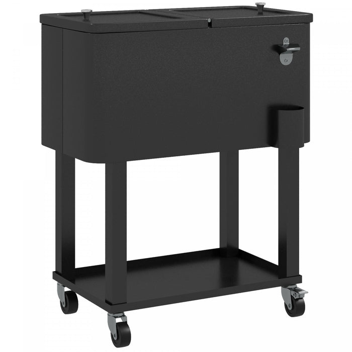 Outsunny Glaciere de terrasse a roulettes, glaciere d'exterieur portable