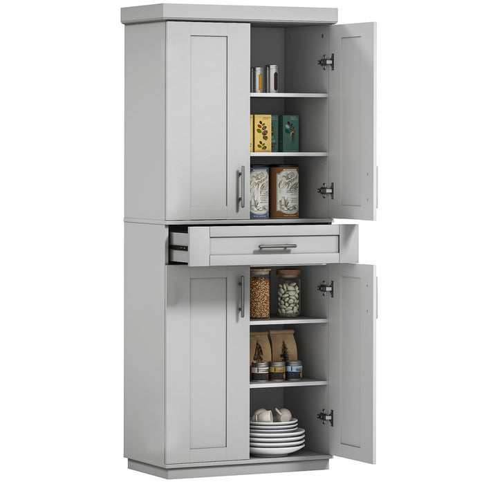 HOMCOM Garde-Manger Cuisine Moderne Etageres Gris