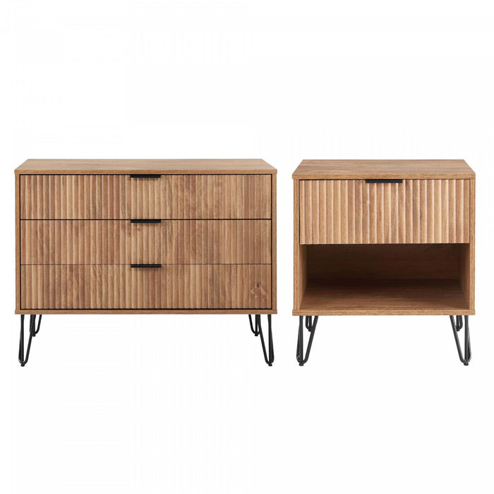 Ensemble moderne de commode 2 pieces Dumbo en brun dore