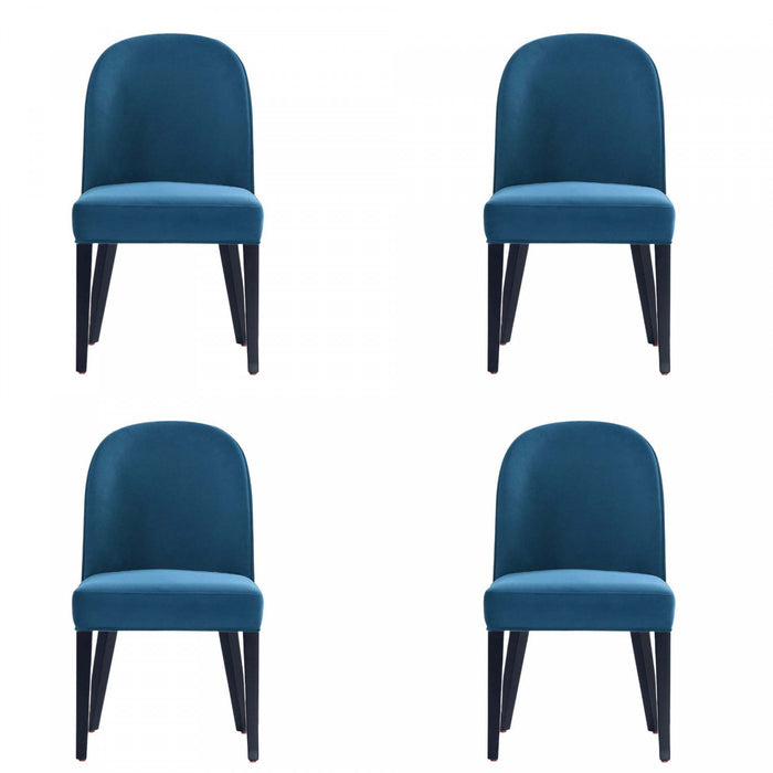 Chaise de salle a manger moderne en bois Hillman avec revetement bleu - Lot de 4