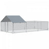 Pawhut Poulailler En Metal, 19.7' X 9.8' Avec Couverture Impermeable Et Anti-uv, Porte Pour 12-14 Poulets, Canards, Lapins, Pour L'exterieur, La Cour, La Ferme, Argente