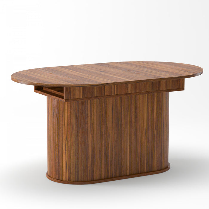 Noah Table a manger ovale extensible avec pieds rayes, marron