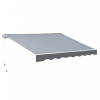 Outsunny 8'x7' Manuel Retractable Resistant A L'eau Pare-soleil Patio Auvent Exterieur Terrasse Auve