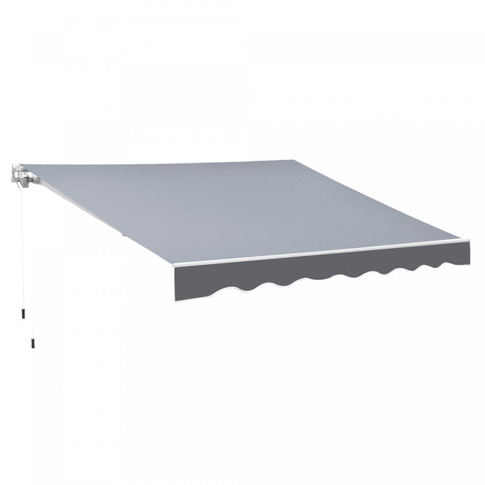 Outsunny 8'x7' Manuel Retractable Resistant A L'eau Pare-soleil Patio Auvent Exterieur Terrasse Auvent Abri (gris)