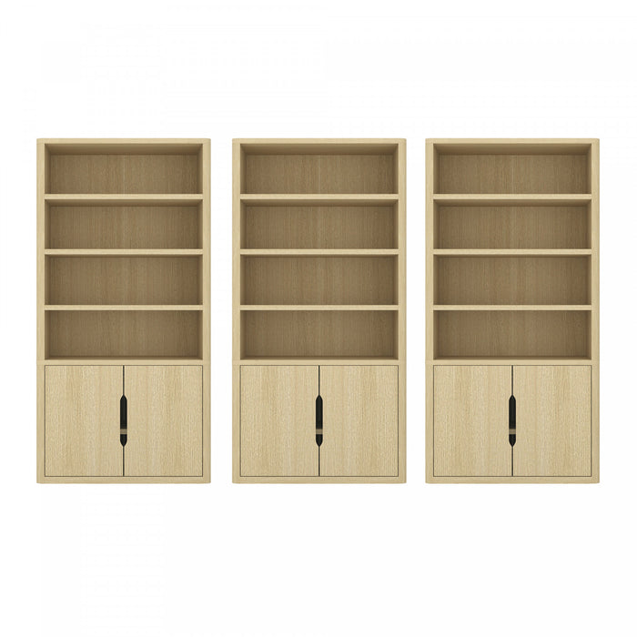 Armoire bibliotheque moderne Rivington 40\" en chene naturel - Ensemble de 3
