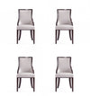 Grand fauteuil de salle a manger traditionnel en bois avec revetement en tissu gris clair - Lot de 4