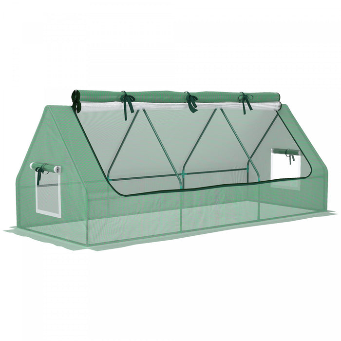 Outsunny Mini Serre, 94,5\" X 35,4\" X 35,4\" Tunnel Portable En Forme De Maison Avec Fenetres En Maille Pour Interieur Et Exterieur, Vert