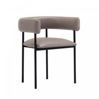 Chaise de salle a manger contemporaine Onda en cuir vegetalien et metal, coloris taupe