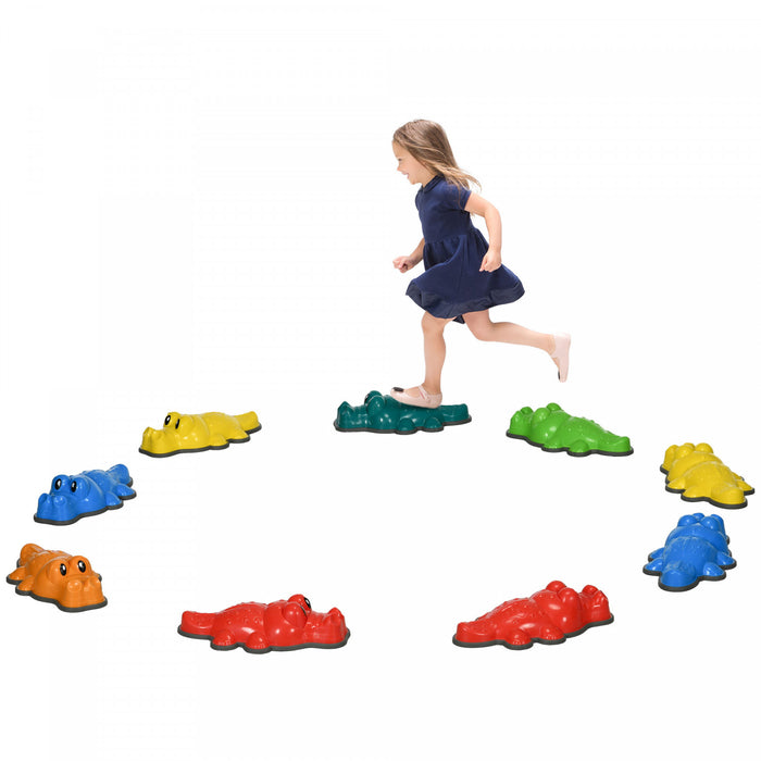 Outsunny Pierres D'equilibre Pour Enfant, 9 Pieces Anti-derapantes, Tremplins Jeu De Coordination De Parcours D'obstacles, Jouets D'equipement, Jeu Exterieur Interieur Pour 3-8 Ans, Empilables