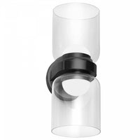 Applique murale Nadine de Dainolite en verre transparent, avec fini noir mat et 2 ampoules à DEL de 20 W