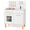 Costway Kids Kitchen Playset Avec Light Up Kitchen & Cooking Sounds Faucet D'evier De Four Blanc