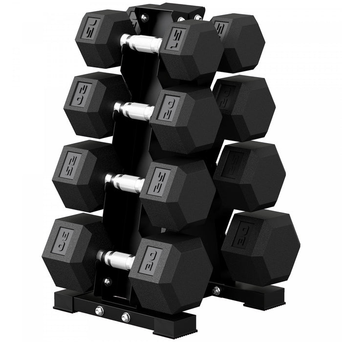Soozier Set d’Halteres Hexagonaux 82 kg avec Rack Vertical pour Salle de Sport a Domicile