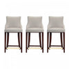 Tabouret de comptoir moderne en bois avec assise rembourree Shubert, gris clair - Lot de 3