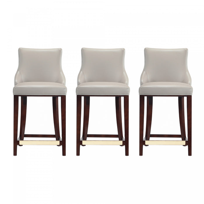 Tabouret de comptoir moderne en bois avec assise rembourree Shubert, gris clair - Lot de 3
