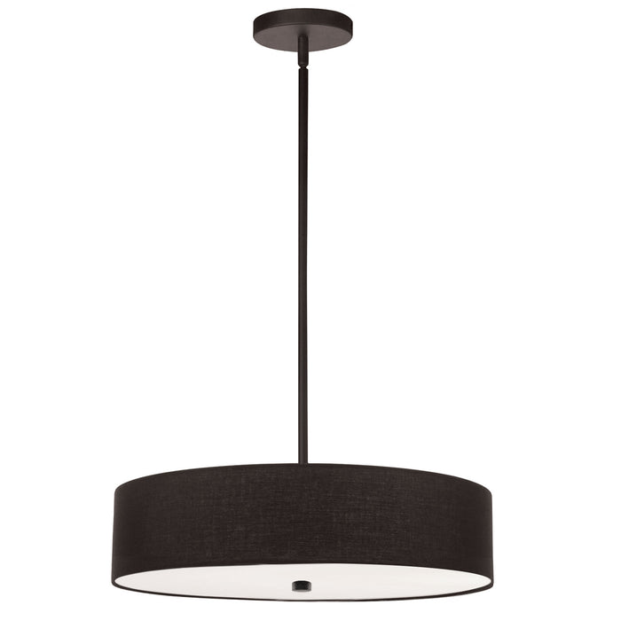 Luminaire suspendu Everly de Dainolite avec abat-jour noir, fini noir mat et 4 ampoules