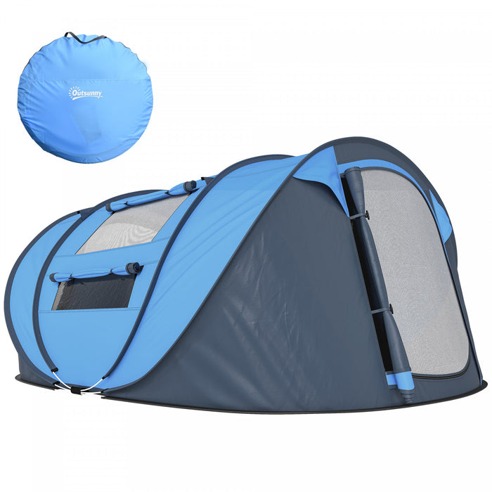 Outsunny Tente de Camping 4 Personnes, Tente Pop-up Automatique avec Sac de Transport et Portes