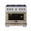 Cuisiniere double combustible Ambassador de 36 po, blanche, 6 bruleurs scelles, 5,2 pi³ – FFSGS6199-36CPWHT