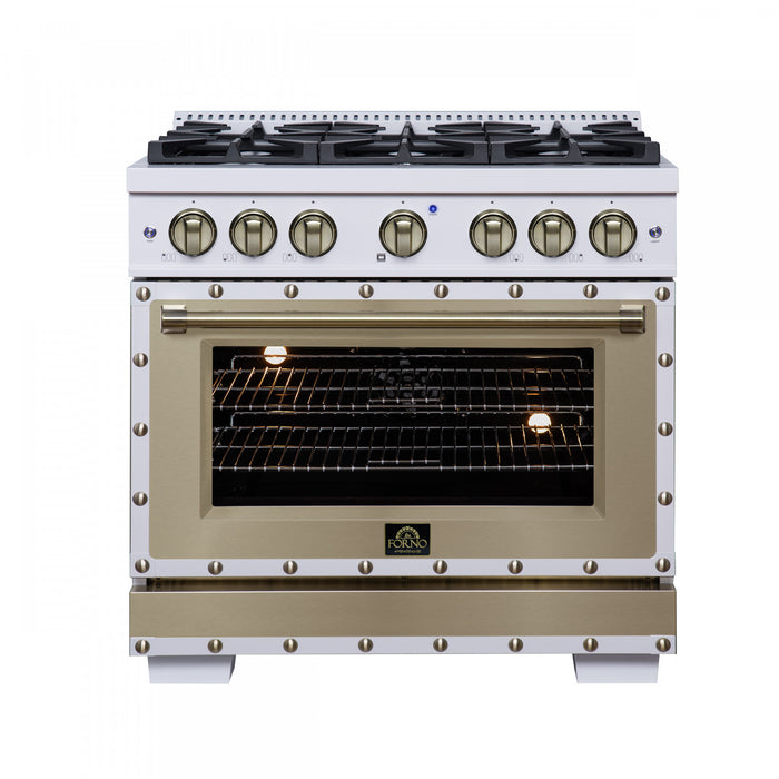 Cuisiniere double combustible Ambassador de 36 po, blanche, 6 bruleurs scelles, 5,2 pi³ – FFSGS6199-36CPWHT