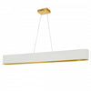 Luminaire suspendu horizontal Aubrey de Dainolite ovale avec abat-jour blanc et doré, fini laiton vieilli et ampoule de 30 W